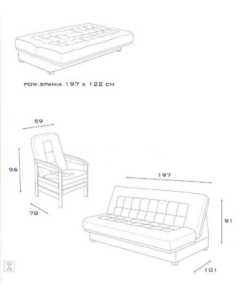 TOFFI ülőgarnitúra szett - ágyazható kanapé + 2 db fotel